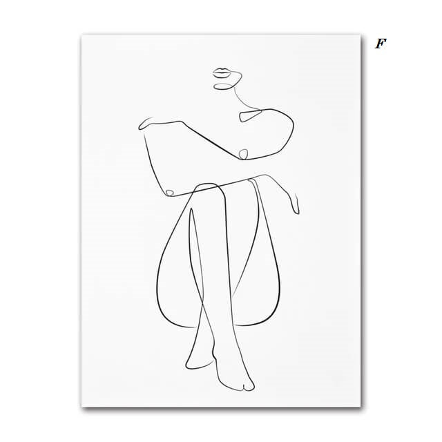 Woman Silhouette Line Art Canvas Prints