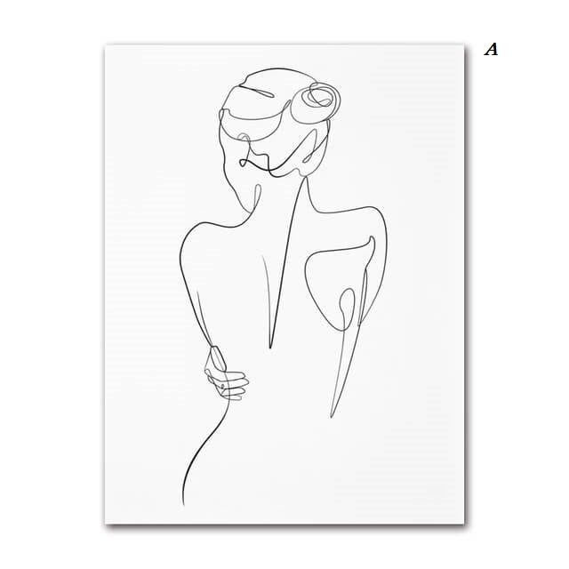 Woman Silhouette Line Art Canvas Prints