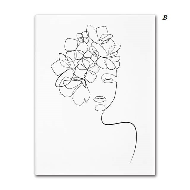 Woman Silhouette Line Art Canvas Prints