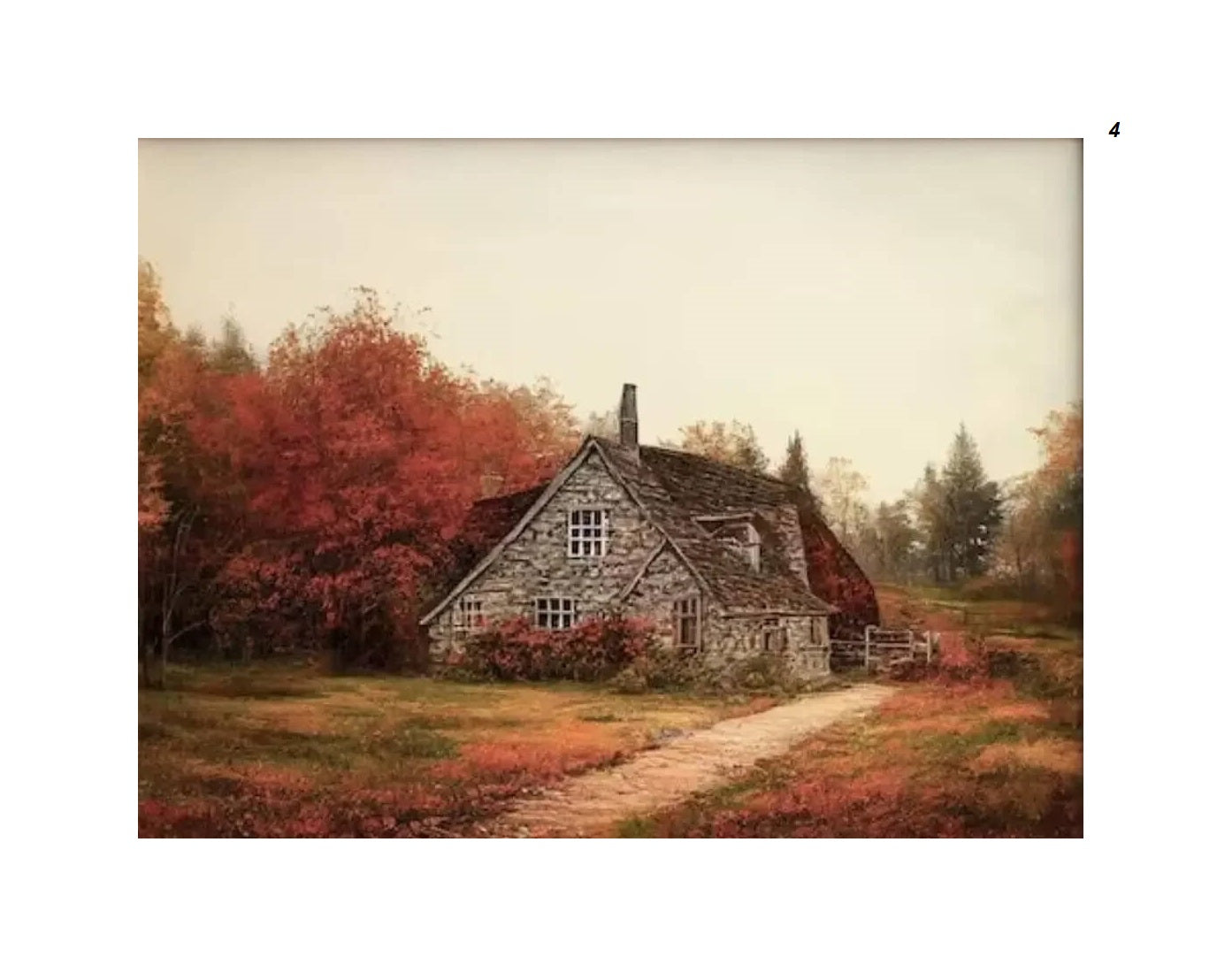 Vintage Autumn Farmhouse Landscape Canvas Print Country Retro Fall Gallery Wall Art For Rustic Living Room Décor
