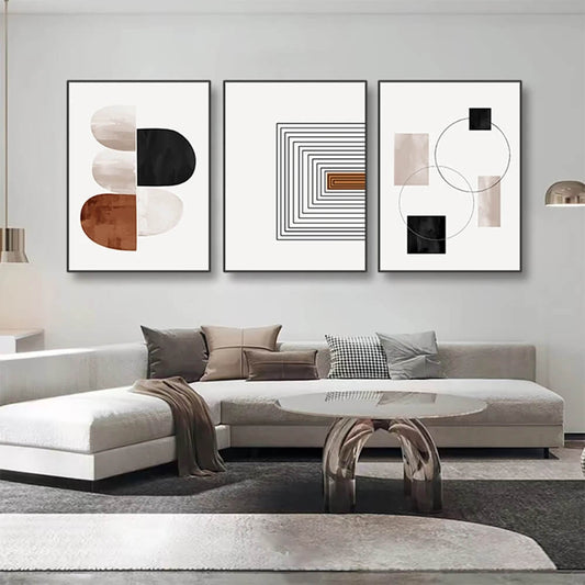 Mid Century Abstract Line Art Big Canvas Wall Art