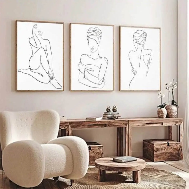 Woman Silhouette Line Art Canvas Prints