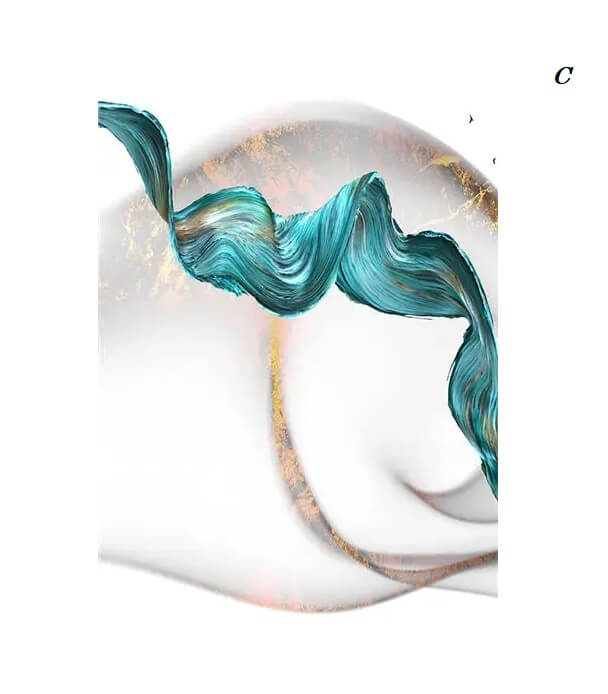 Blue Golden Flowing Ribbon Wall Art