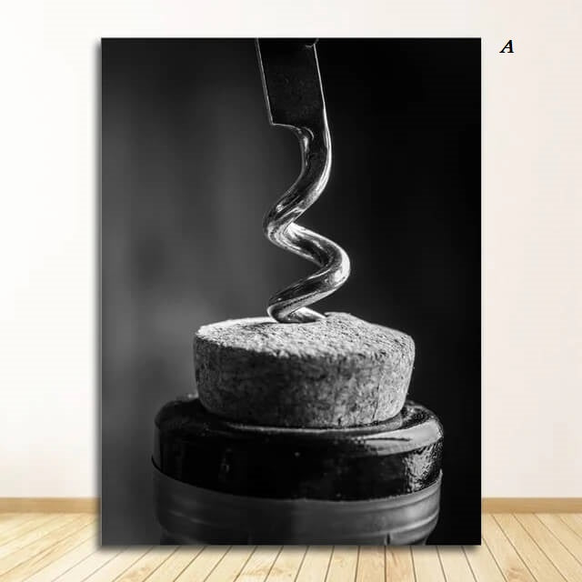 Black White Food Drink Kitchen Canvas Prints