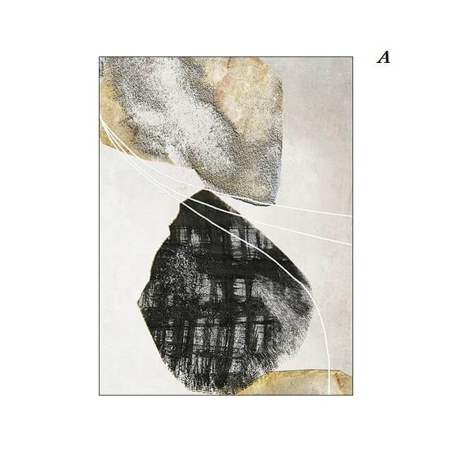 Abstract Geometric Golden Grey Wall Art