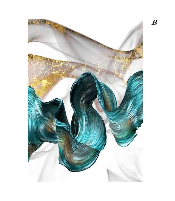 Blue Golden Flowing Ribbon Wall Art