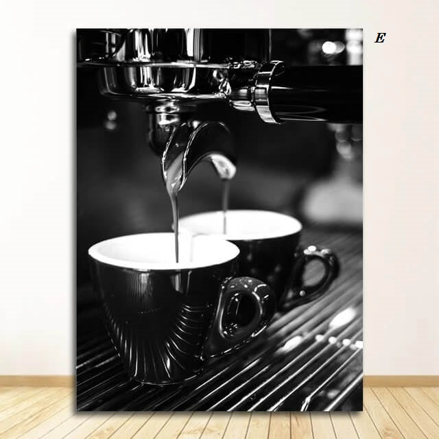 Black White Food Drink Kitchen Canvas Prints