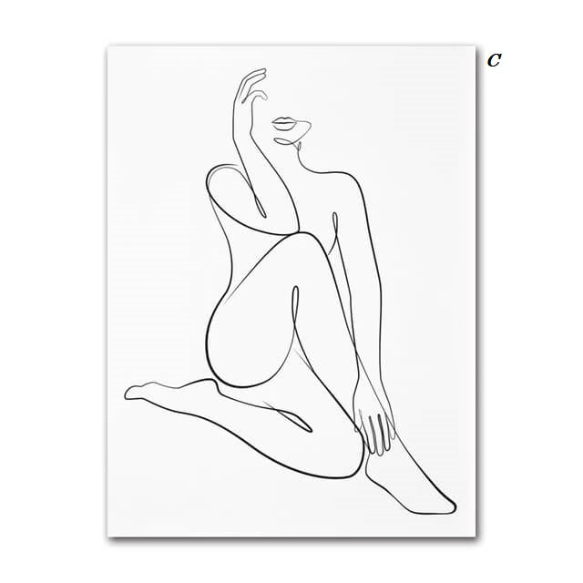 Woman Silhouette Line Art Canvas Prints