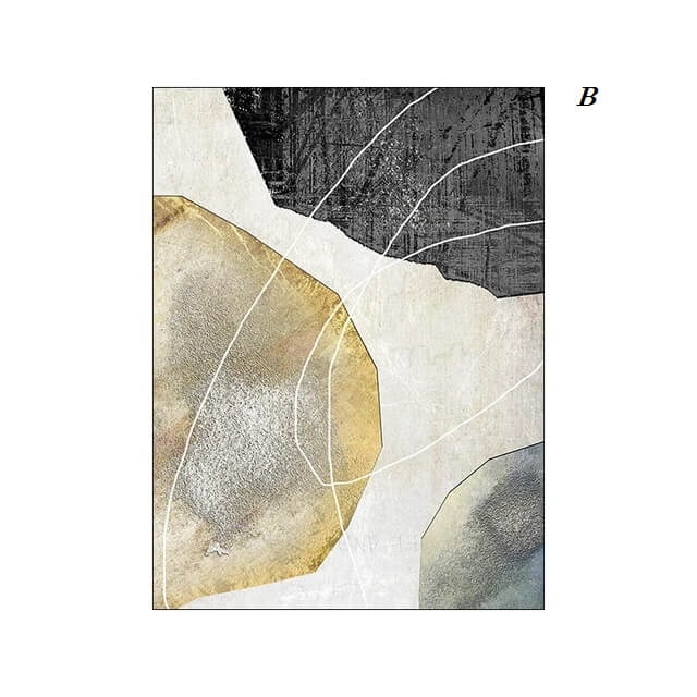 Abstract Geometric Golden Grey Wall Art