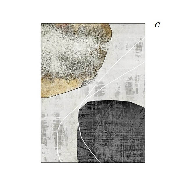 Abstract Geometric Golden Grey Wall Art