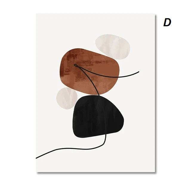 Mid Century Abstract Line Art Big Canvas Wall Art