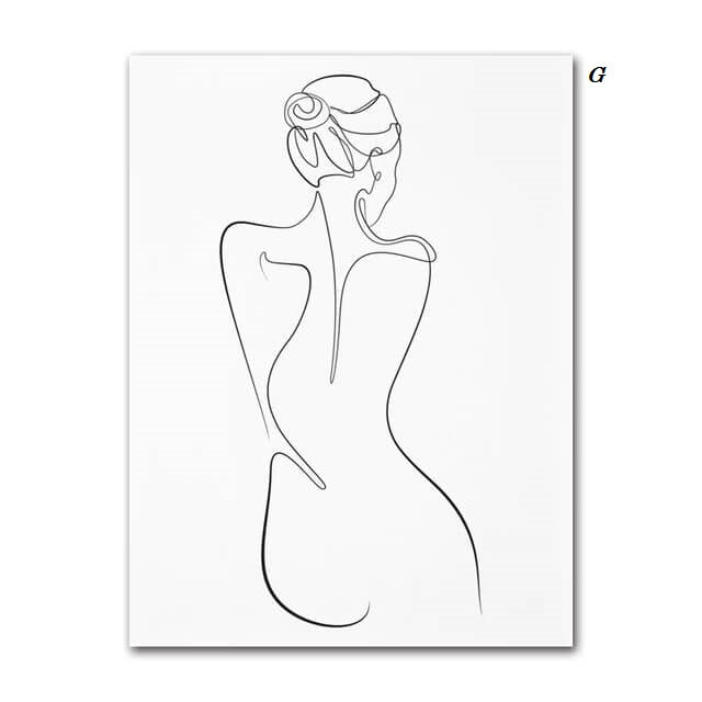 Woman Silhouette Line Art Canvas Prints