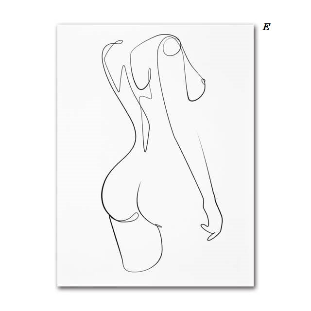 Woman Silhouette Line Art Canvas Prints