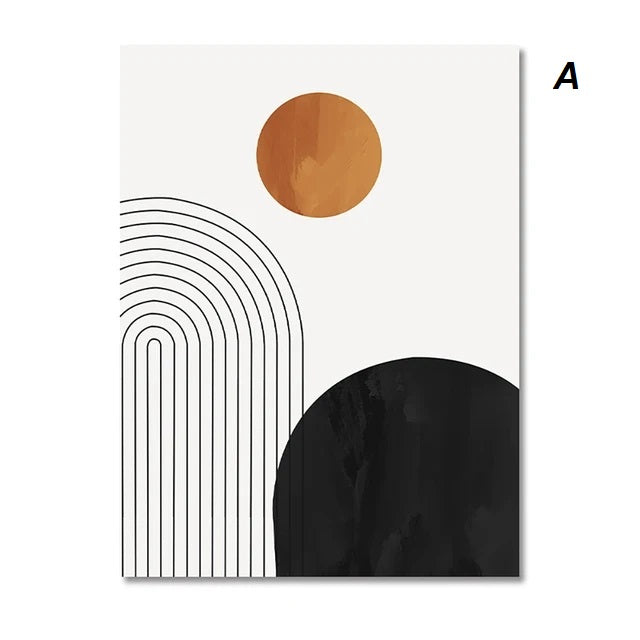 Mid Century Abstract Line Art Big Canvas Wall Art