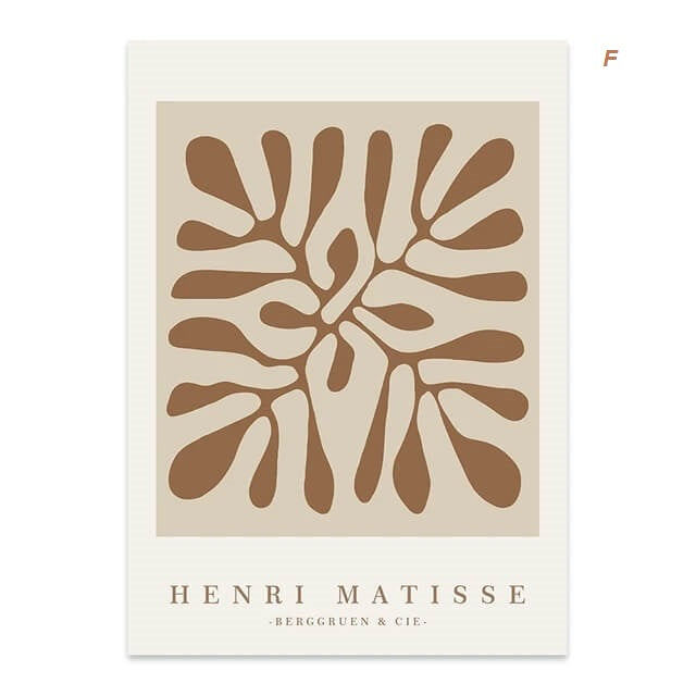 Boho Abstract Matisse Beige White Line Wall Art