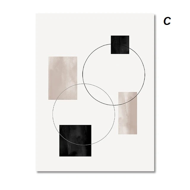 Mid Century Abstract Line Art Big Canvas Wall Art