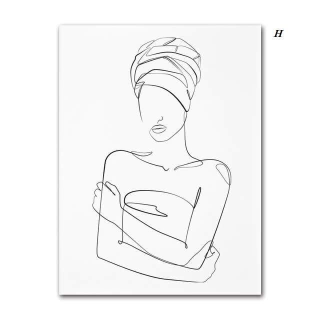 Woman Silhouette Line Art Canvas Prints