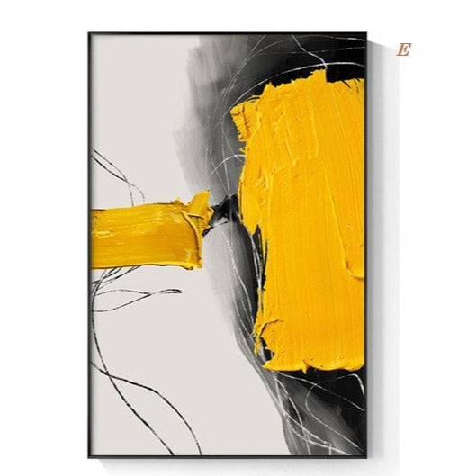 Abstract Yellow Black Canvas Prints
