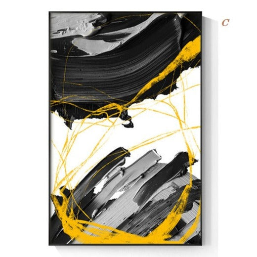 Abstract Yellow Black Canvas Prints