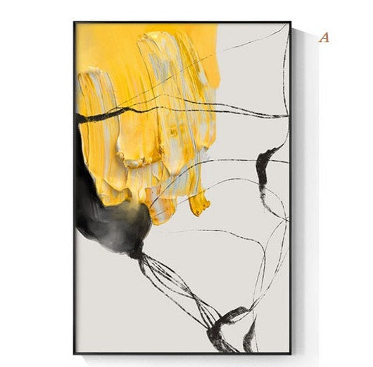 Abstract Yellow Black Canvas Prints