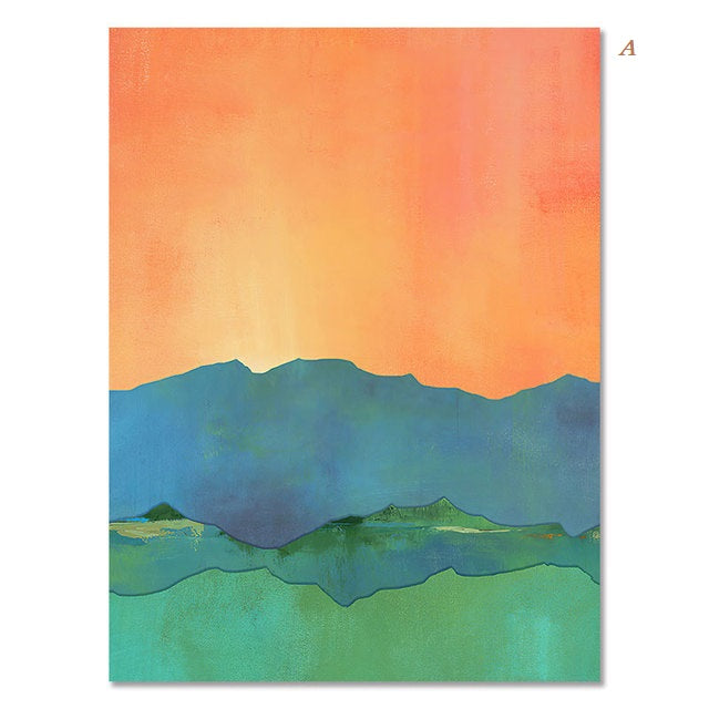 Abstract Blue Yellow Green Landscape Canvas Prints