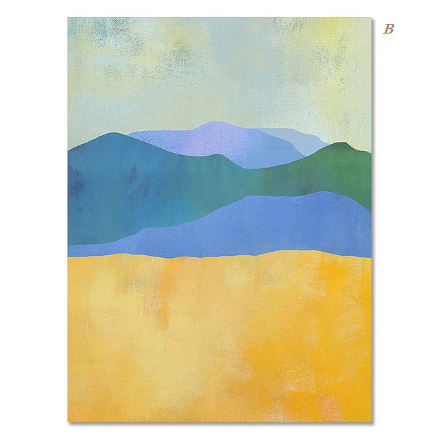 Abstract Blue Yellow Green Landscape Canvas Prints