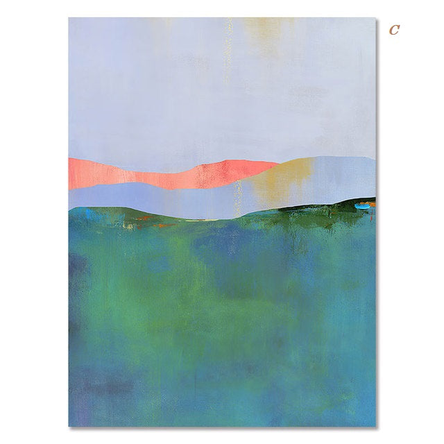 Abstract Blue Yellow Green Landscape Canvas Prints