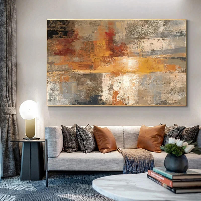 Abstract Grey Brown Pastel Wall Art