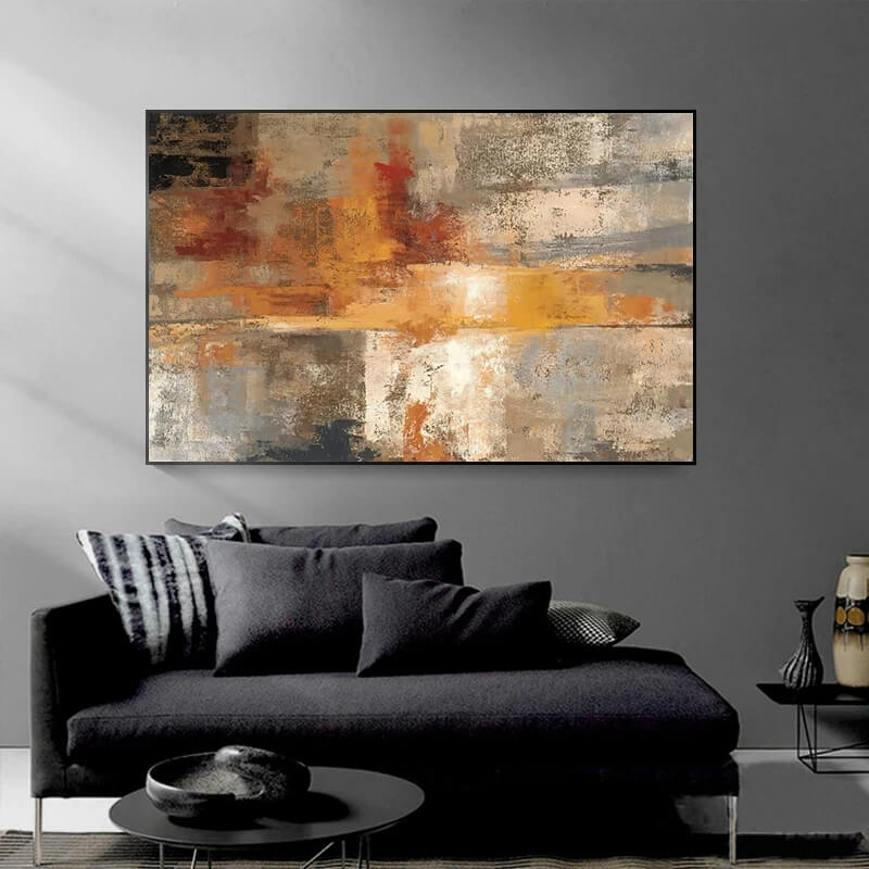 Abstract Grey Brown Pastel Wall Art