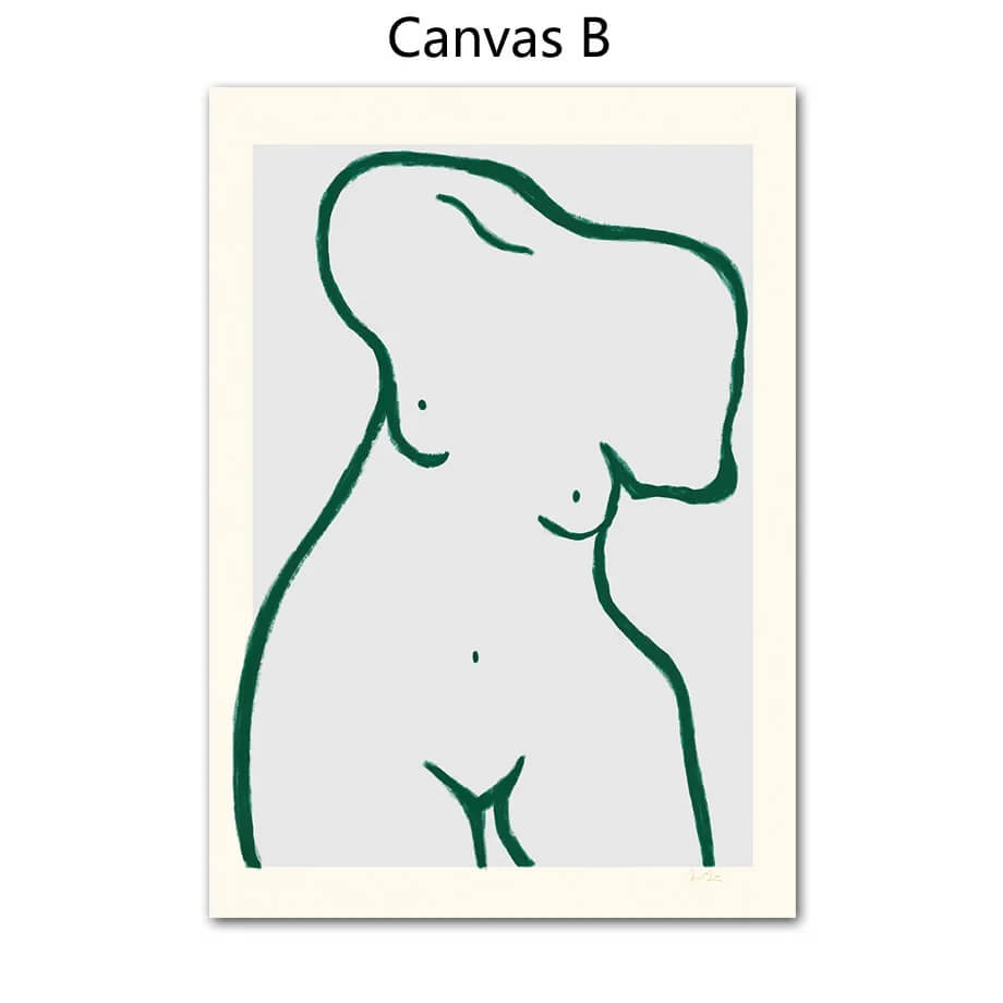 Abstract Line Nude Girl Lemon Geometric Minimalist Canvas Wall Art