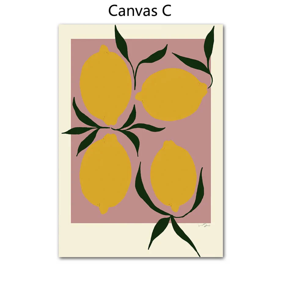 Abstract Line Nude Girl Lemon Geometric Minimalist Canvas Wall Art