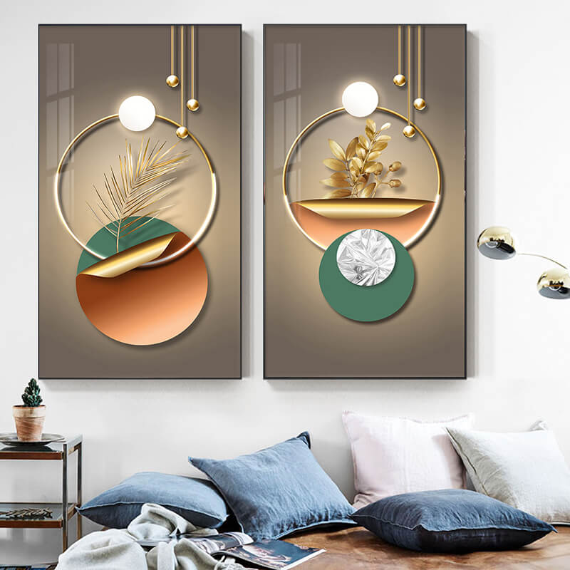 Abstract Geometric Golden Circle Canvas Prints
