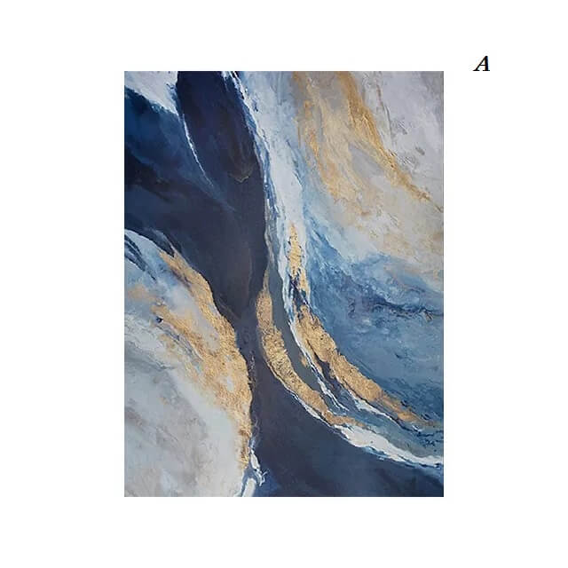 Abstract Blue Gold Marble Canvas Wall Art