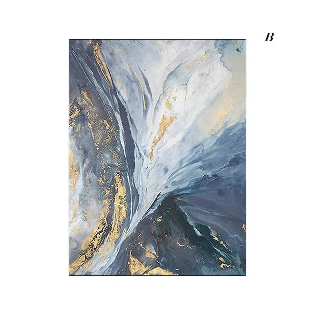 Abstract Blue Gold Marble Canvas Wall Art