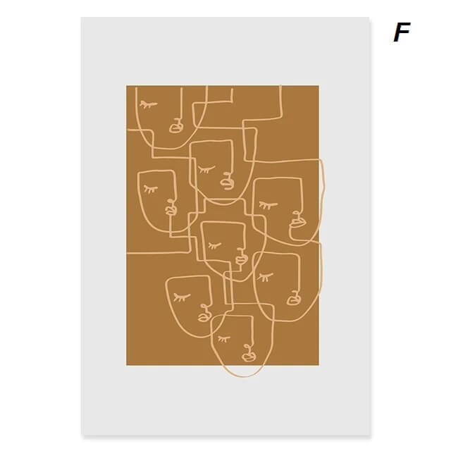 Abstract Boho Hand Drawn Sketch Figure Plants Line Art Canvas Wall Art