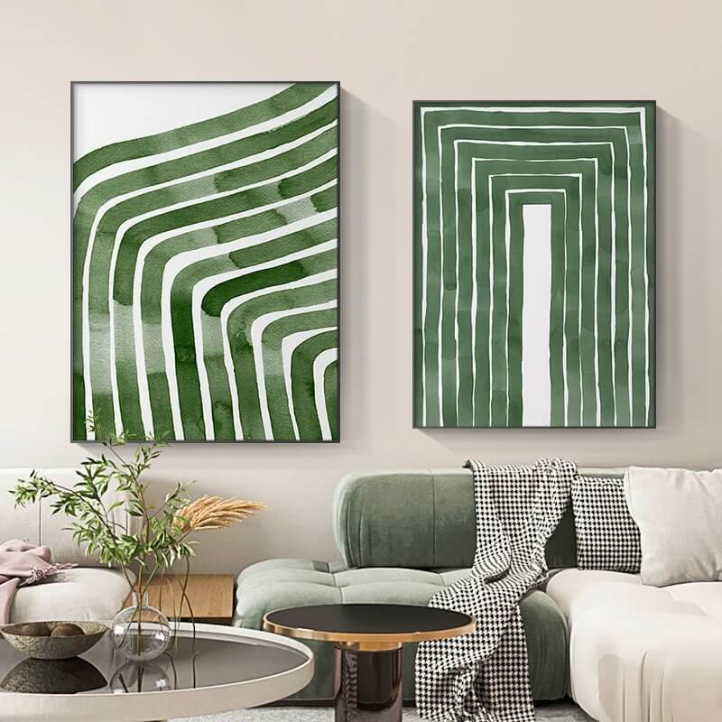 Abstract Fresh Green Line Wall Art