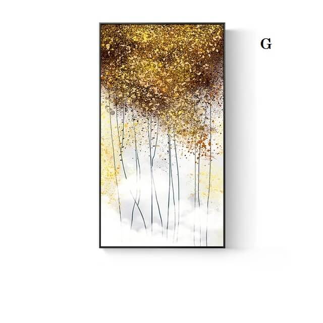Abstract Golden Blue Splash Wall Art