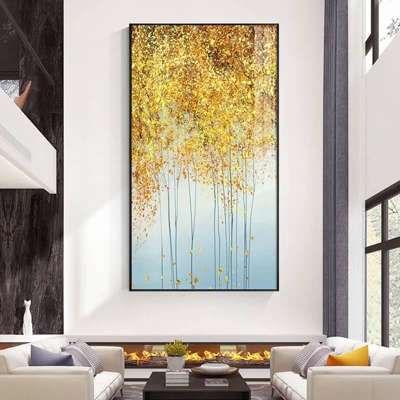 Abstract Golden Blue Splash Wall Art