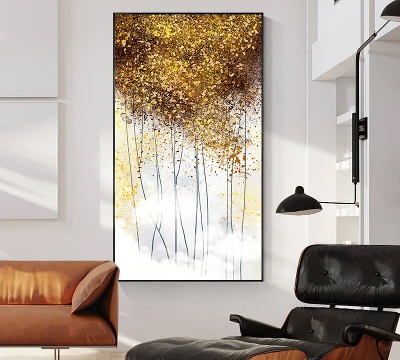 Abstract Golden Blue Splash Wall Art