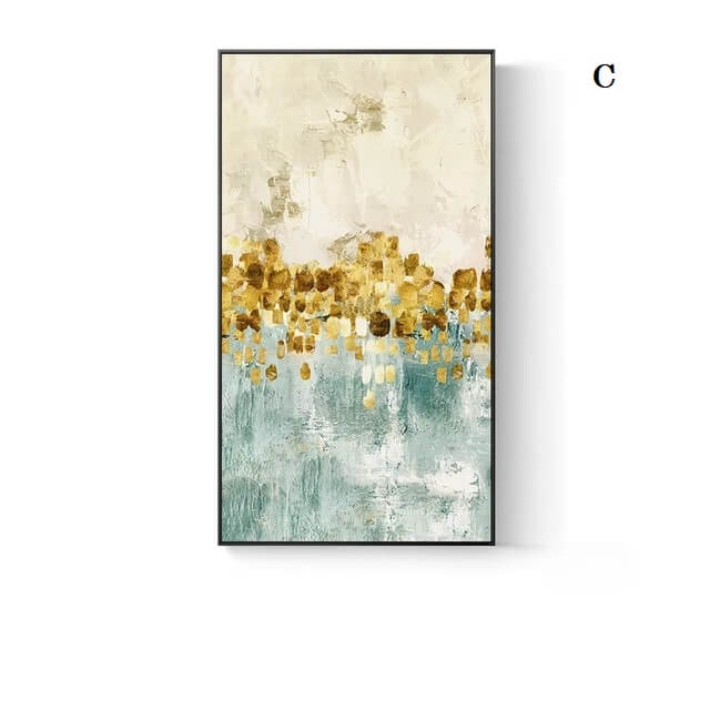 Abstract Golden Blue Splash Wall Art