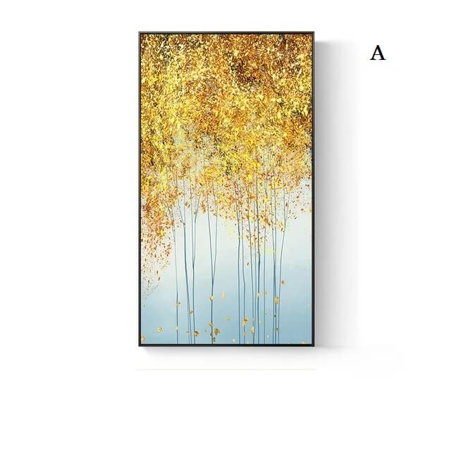 Abstract Golden Blue Splash Wall Art