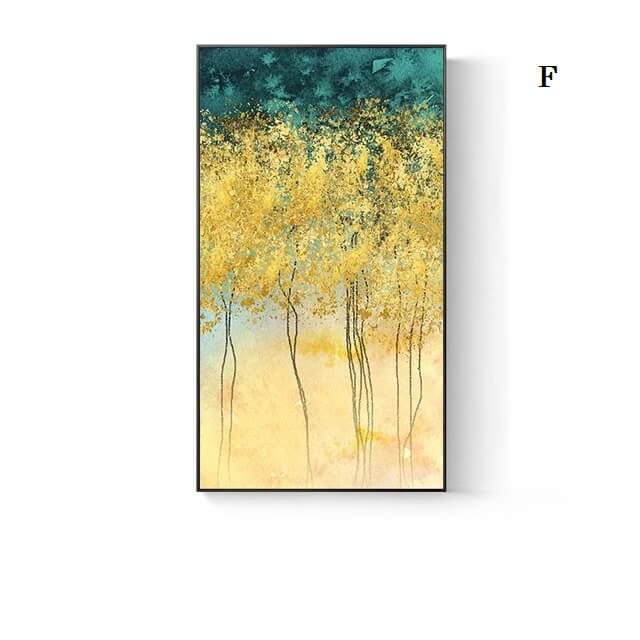 Abstract Golden Blue Splash Wall Art