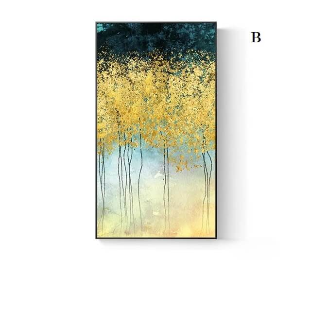 Abstract Golden Blue Splash Wall Art