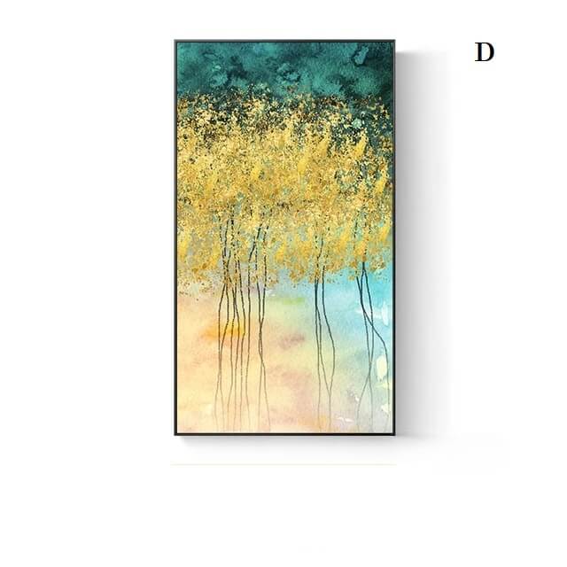 Abstract Golden Blue Splash Wall Art