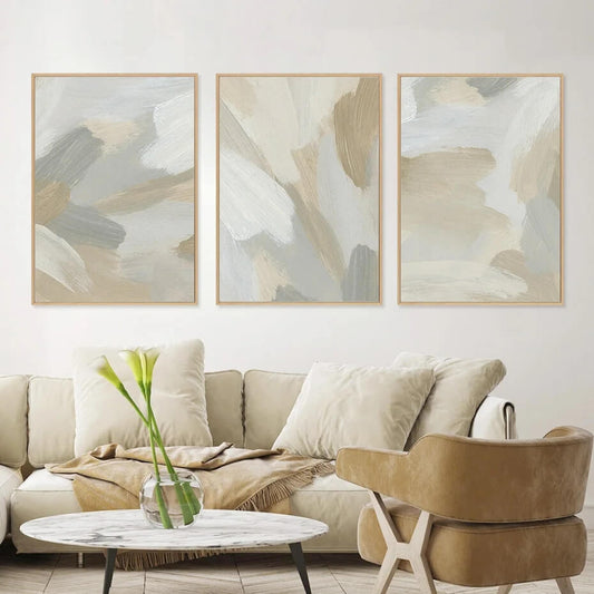 Abstract Neutral Colors Brush Texture Canvas Prints