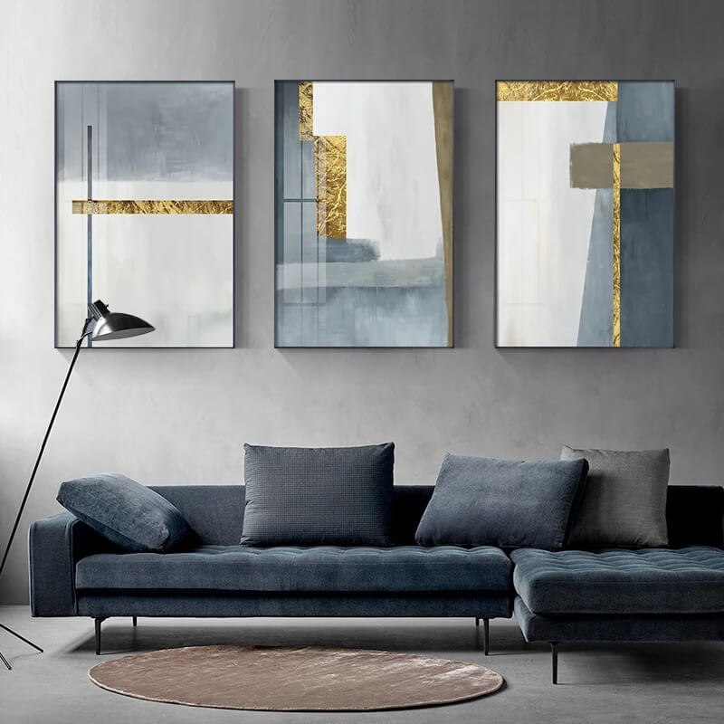 Abstract White and Grey Golden Canvas Print