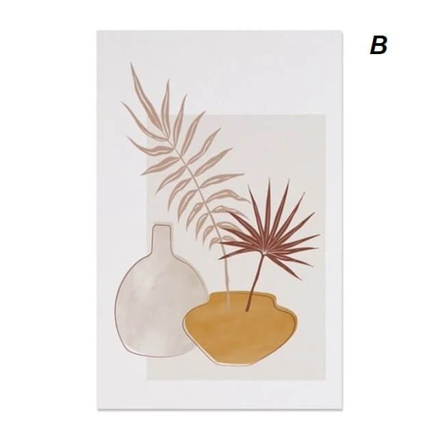 Abstract Yellow Leaf Boho Minimalist Wall Art