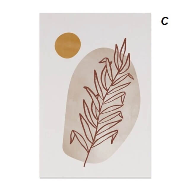 Abstract Yellow Leaf Boho Minimalist Wall Art