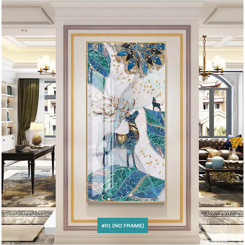 Abstract Auspicious Mystical Deer Canvas Prints