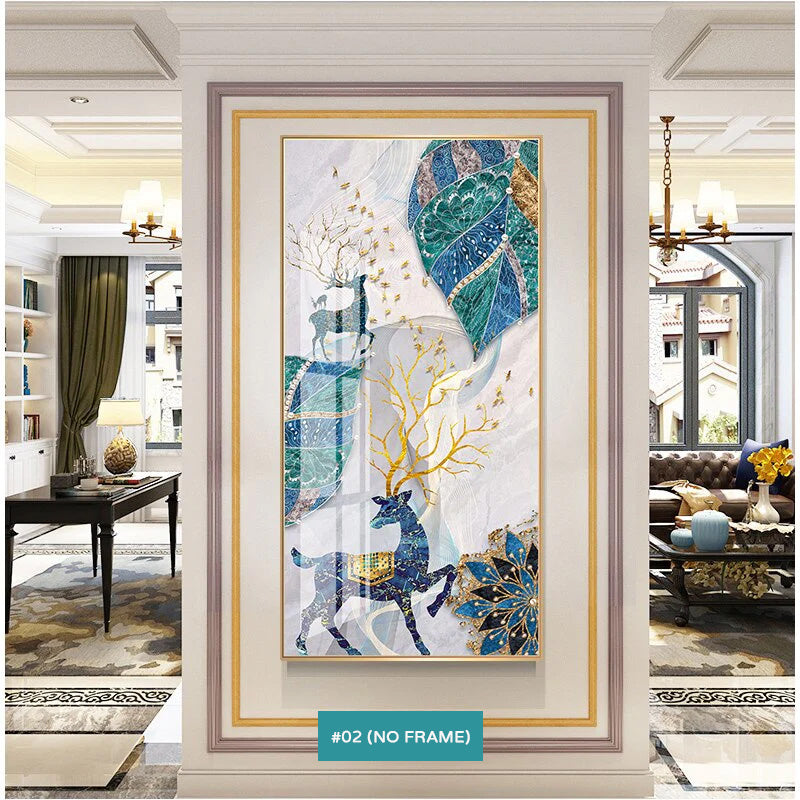 Abstract Auspicious Mystical Deer Canvas Prints